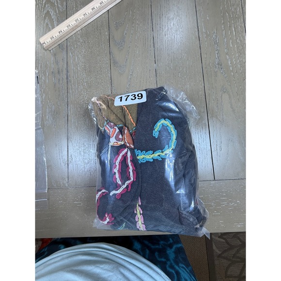 Nepal Embroidered Hoodie Jacket Womens XL Black Boho Festival Handmade Artsy - Picture 14 of 14